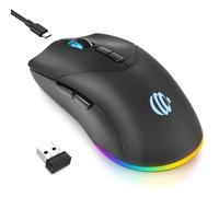 mobiproduct Mouse wireless Bluetooth, 2.4G e Bluetooth 5.2, ergonomico e ricaricabile, USB ottico, 3 DPI di regolazione, 1600 DPI Dual Mode silenzioso mouse wireless per Mac, laptop, PC, Windows (nero