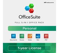 MobiSystems OfficeSuite Personal | 1 Year License | Documents, Sheets, Slides, PDF, Mail & Calendar | 1 Windows & 2 Mobile Devices