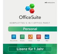 MobiSystems OfficeSuite Personal - Versione Completa - Documenti, Fogli, Presentazioni, PDF, Posta e Calendario per 1 PC Windows e 2 Dispositivi Mobili / Licenza di 1 Anno