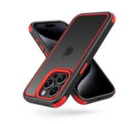 MobNano Cover Compatibile con iPhone 15 Pro, Sottile Antiurto AntiGraffio, Protettiva Custodia Compatibile con iPhone 15 Pro-6.1 Pollici - Nero/Rosso