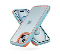 MobNano Cover Compatibile con iPhone 15, Sottile Antiurto AntiGraffio, Protettiva Custodia Compatibile con iPhone 15-6.1 Pollici - Blu/Arancio