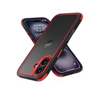 MobNano Cover Compatibile con iPhone 16, Sottile Antiurto AntiGraffio, Protettiva Custodia Compatibile con iPhone 16 - Nero/Rosso