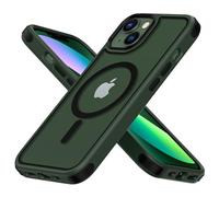 MobNano cover for iPhone 13/14 magnetica, compatibile con MagSafe, cover magnetica colorata per iPhone 13/14, Protezione Antiurto di Livello Militare, Retro Resistente ai Graffi - Verde/Nero