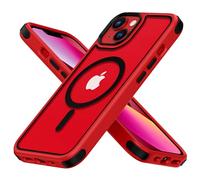 MobNano cover for iPhone 13/14 magnetica, compatibile con MagSafe, cover magnetica colorata per iPhone 13/14, Protezione Antiurto di Livello Militare, Retro Resistente ai Graffi - Rosso/Nero