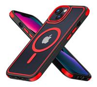 MobNano iPhone 14/ iPhone 13 Cover magnetica, compatibile con MagSafe, cover magnetica colorata per iPhone 13/14, Protezione Antiurto di Livello Militare, Retro Resistente ai Graffi - Nero Rosso