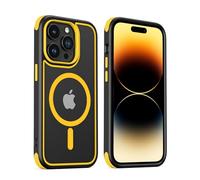 MobNano cover for iPhone 13 Pro magnetica, compatibile con MagSafe, cover magnetica colorata per iPhone 13 Pro, Protezione Antiurto di Livello Militare, Retro Resistente ai Graffi - Nero/Giallo