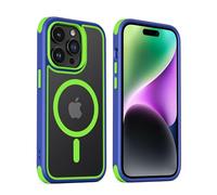 MobNano cover for iPhone 14 Pro Max magnetica, compatibile con MagSafe, cover colorata per iPhone 14 Pro Max, Protezione Antiurto di Livello Militare, Retro Resistente ai Graffi - Blu/Verde