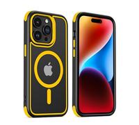 MobNano cover for iPhone 14 Pro Max magnetica, compatibile con MagSafe, cover colorata per iPhone 14 Pro Max, Protezione Antiurto di Livello Militare, Retro Resistente ai Graffi - Nero/Giallo