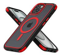 MobNano cover for iPhone 15 magnetica, compatibile con MagSafe, cover magnetica colorata per iPhone 15, Protezione Antiurto di Livello Militare, Retro Resistente ai Graffi - Nero/Rosso