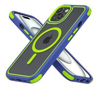 MobNano cover for iPhone 15 magnetica, compatibile con MagSafe, cover magnetica colorata per iPhone 15, Protezione Antiurto di Livello Militare, Retro Resistente ai Graffi - Blu/Verde