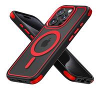MobNano cover for iPhone 15 pro magnetica, compatibile con MagSafe, cover magnetica colorata per iPhone 15 pro, Protezione Antiurto di Livello Militare, Retro Resistente ai Graffi - Nero/Rosso