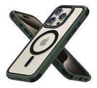 MobNano cover for iPhone 15 Pro Max magnetica, compatibile con MagSafe, cover magnetica colorata, Protezione Antiurto di Livello Militare, Retro Resistente ai Graffi - Verde/Nero