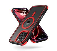MobNano cover for iPhone 16 Pro Max magnetica, compatibile con MagSafe, cover magnetica colorata per iPhone 16 Pro Max, Protezione Antiurto di Livello Militare, Retro Resistente ai Graffi - Nero/Rosso