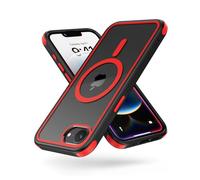 MobNano cover for iPhone 16e magnetica, compatibile con MagSafe, cover magnetica colorata per iPhone 16e, Protezione Antiurto di Livello Militare, Retro Resistente ai Graffi - Nero/Rosso