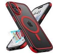 MobNano Cover for iPhone 17 Magnetica, Compatibile con MagSafe, Cover Magnetica Colorata per iPhone 17 Custodia, Protezione Antiurto di Livello Militare, Retro Resistente ai Graffi - Nero/Rosso