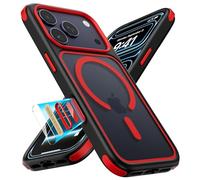 MobNano Cover for iPhone 17 Pro Max, Compatibile con MagSafe, Cover Magnetica Colorata per iPhone 17 Pro Max Custodia, Protezione Antiurto di Livello Militare, Retro Resistente ai Graffi - Nero/Rosso