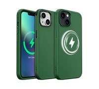 MobNano Cover per iPhone 13/14, Compatibile con MagSafe, Custodia Opaca Antiurto, 2 Stili di Colore Intercambiabili, Protezione Slim Fit Anti-Graffio Cover iPhone 13/14 - Verde Fluo