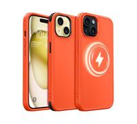 MobNano Cover per iPhone 15, Compatibile con MagSafe, Custodia Opaca Antiurto, 2 Stili di Colore Intercambiabili, Protezione Slim Fit Anti-Graffio Cover iPhone 15 - Arancione