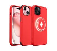 MobNano Cover per iPhone 15, Compatibile con MagSafe, Custodia Opaca Antiurto, 2 Stili di Colore Intercambiabili, Protezione Slim Fit Anti-Graffio Cover iPhone 15 - Rosso