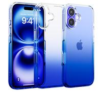 MobNano Cover per iPhone 16, Anti Ingiallimento Cellulare Paraurti Custodia, Anti-Graffio Retro Trasparente Sottile TPU iPhone 16 Case - Blu Gradiente
