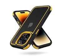 MobNano Compatibile con iPhone 14 Pro 5G, custodia ibrida ultra sottile, in morbido TPU, antiurto, antigraffio, per iPhone 14 Pro, nero/giallo