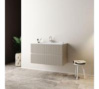 Mobo Mobile bagno sospeso senza specchio Modello Sophia, Larghezza 80 cm, con lavabo, chiusura Soft Close, Cashmere