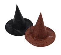 MOBUTOFU 2 Pezzi Cappello da Strega a Punta Scamosciato Marrone e Nero per Feste a Tema, Leggero e Stile Gotico Vintage per Adulti e Donne al Carnevale