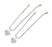 MOBUTOFU 2 Pezzi Cavigliere da Donna Catena alla Caviglia e Strass a Forma di Cuore, Decorazione per Piedi Charm Pendente, Gioielli Moda per Feste, Spiaggia e Uso Quotidiano