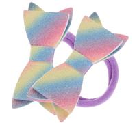 MOBUTOFU 2 Pezzi Elastici per Chioma Fiocco Glitterato per Bambina, Tessuto Morbido, Facili da Usare e Rimuovere, Accessorio Colorato per Giornata