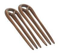 MOBUTOFU 2 Pezzi Forcina per Chioma in Legno di Sandalo Retrò a 3 Punte, Hair Fork Stile Cinese, per Chignon, Colore Caffè, per Donna, Uso Quotidiano e Banchetti