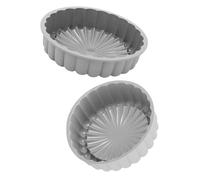 MOBUTOFU 2 Pezzi Stampo per Torta Rotondo, Forma Fluted | Riutilizzabile, Antiaderente, Resiste Fino a 230℃, per Shortcake e Charlotte, Finitura Grigia Elegante