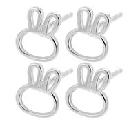 MOBUTOFU 2paia Tiny Rabbit Ear Studs Minimalist Cute Bunny Earrings For Women Animal Jewelry