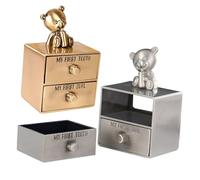 MOBUTOFU 2pezzi Scatola Per Denti Da Latte in Metallo Contenne Riccioli e Denti Ricordo d Infanzia Portagioielli Decorativo Pratica e Durevole