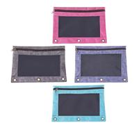 MOBUTOFU 4 Pezzi Buste Portadocumenti B5 Chiusura a Zip, Cartelline Trasparenti 3 Fori Oxford e Pvc, Porta Penna Multifunzione per Ufficio e Scuola