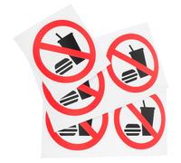 MOBUTOFU 5 Adesivi di Sicurezza No Food No Drink Trasparenti Cartelli Autoadesivi Impermeabili per Magazzino e Cucina Bordo Bianco 10X10 CM per Uso Professionale