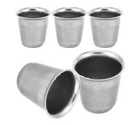 MOBUTOFU 5 Pezzi Calice da Comunione in Acciaio Inox, Leggero e Portatile | Argento, Uso per Bevande e Vino, Adatto a Incontri e Picnic, Formato Compatto e Versatile