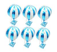 MOBUTOFU 6 Palloncini a Forma di Mongolfiera in Foglio di Alluminio 4d Blu, Decorazioni per Feste di Compleanno e Aula, Palloncini Sospesi per Eventi e Forniture a Tema