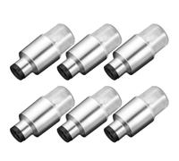 MOBUTOFU 6 Pezzi Luce per Valvola Bici Colorata, Argento | Guida Notturna, Risparmio Batteria, Plastica e Metallo, Tre Batterie Ag10 Incluse