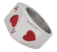 MOBUTOFU Anello Uomo in Acciaio Titanio Rosso Design Poker, Leggero e Confortevole, Elegante e Facile da Indossare, per Cerimonie e Regali Speciali