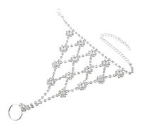 MOBUTOFU Bracciale Anello a Catena in Argento con Cristalli Polsini per le Dita Sottili Gioielli da Sposa Eleganti per Donne Accessorio per Matrimoni e Feste