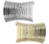 MOBUTOFU Bracciale da Donna in Metallo 2 Pezzi Design Classico ed Elegante, Bracciale Rigido Regolabile Motivo Inciso Vintage, Facile da Indossare per Ogni Occasione
