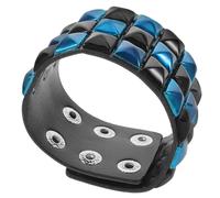 MOBUTOFU Braccialetto Punk Borchie e Rivetti in Finta Pelle Nera e Blu Unisex Polsiera Avvolgente Stile Goth Rock Vintage per Eventi Motociclistici e Bar da Uomo e Donna Accessorio