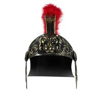 MOBUTOFU Casco Elmo Romano da Uomo in Plastica Piuma Rossa, Copricapo per Costume da Soldato Romano e Accessorio per Festa Cosplay Medievale