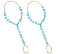 MOBUTOFU Cavigliera Donna Perline Turchesi e Anello per Dita 2 Pezzi Design Delicato e Comodo da Indossare Sandali Piedi Nudi, Gioielli la Spiaggia