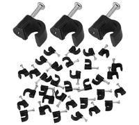 MOBUTOFU Clip per Cavi da Parete Chiodi in Acciaio 6mm, 400 Pezzi Fermacavi Neri Rotondi Resistenti per Gestione Cavi Domestica e Ufficio