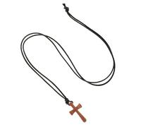 MOBUTOFU Collana Unisex Ciondolo a Croce in Legno Resistente, Catena Regolabile, Accessorio Religioso per Coppie, Adatta a Preghiera e Uso Quotidiano