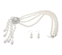 MOBUTOFU Collana Vintage a Strati con Ciondolo a Goccia e Design Resistente con Cristalli, Accessorio Elegante per Matrimoni e Donne
