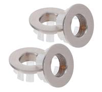 MOBUTOFU Copertura per Troppo Pieno Lavandino 4 Pezzi in Ottone Nichelato Argento, Protezione Spruzzi senza Attrezzi, Adatta per Rinnovo e Decorazione Bagno Contemporaneo