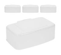 MOBUTOFU Dispenser per Salviette Umidificate Pulsante da 4 Pezzi, Contenitore Portatile in Plastica Resistente Coperchio Ermetico per Casa e Ufficio, Scatola Compatta per Pulizia