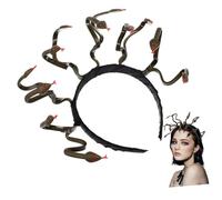 MOBUTOFU Fascia per Chioma Medusa Nera in Plastica e Pvc, Resistente e Taglia, per Feste di Carnevale e Giochi di Travestimento